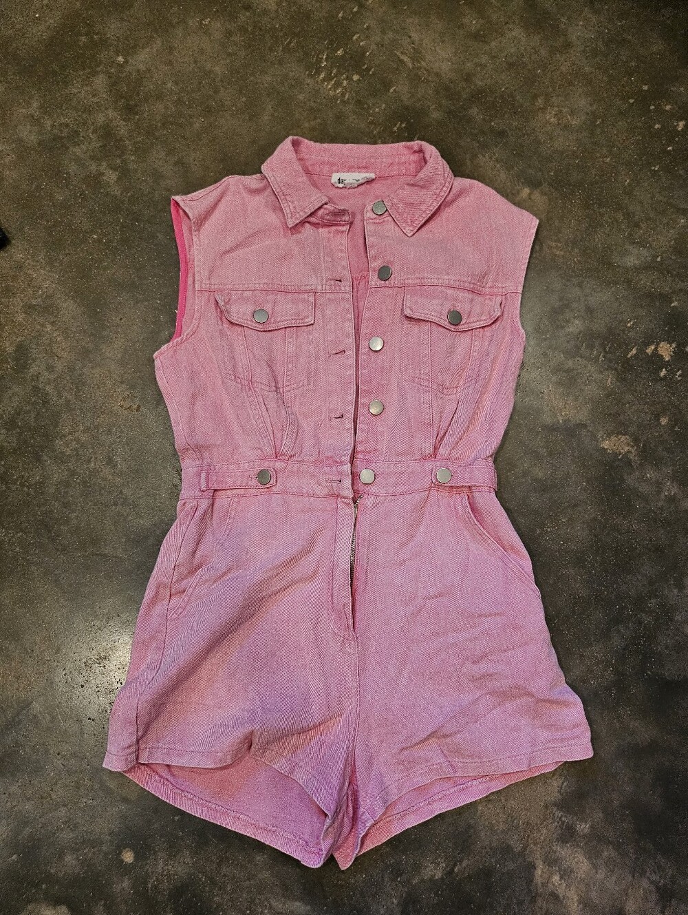 Cute Day + Moon Bubblegum Pink Jean Denim Romper Short Size Small